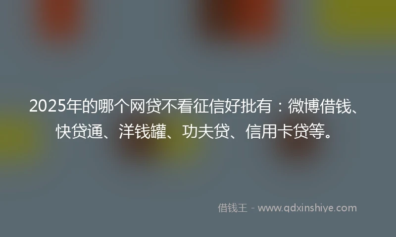 2025年的哪个网贷不看征信好批有：微博借钱、快贷通、洋钱罐、功夫贷、信用卡贷等。