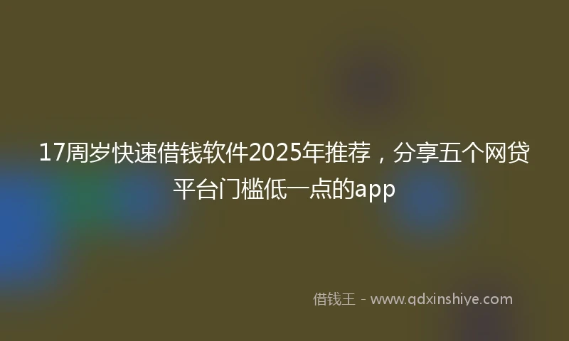 17周岁快速借钱软件2025年推荐，分享五个网贷平台门槛低一点的app