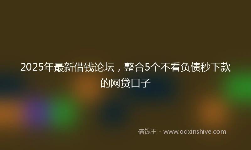 2025年最新借钱论坛，整合5个不看负债秒下款的网贷口子