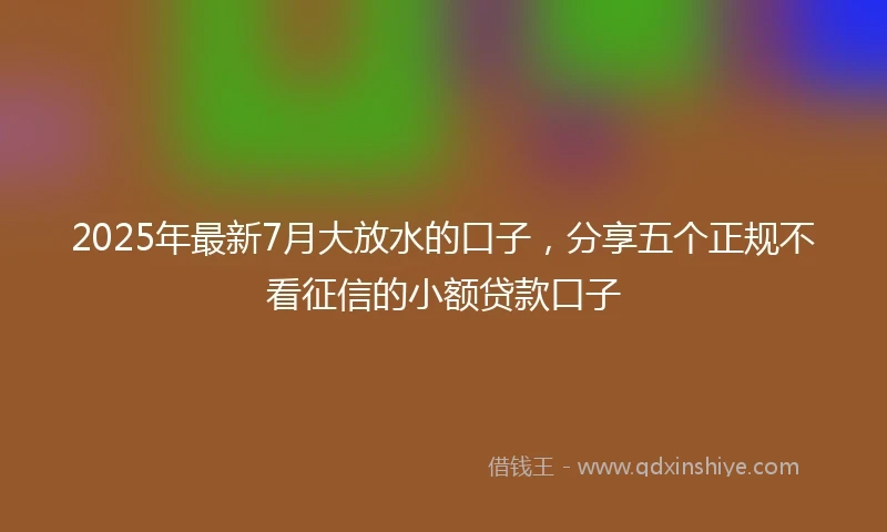 2025年最新7月大放水的口子，分享五个正规不看征信的小额贷款口子