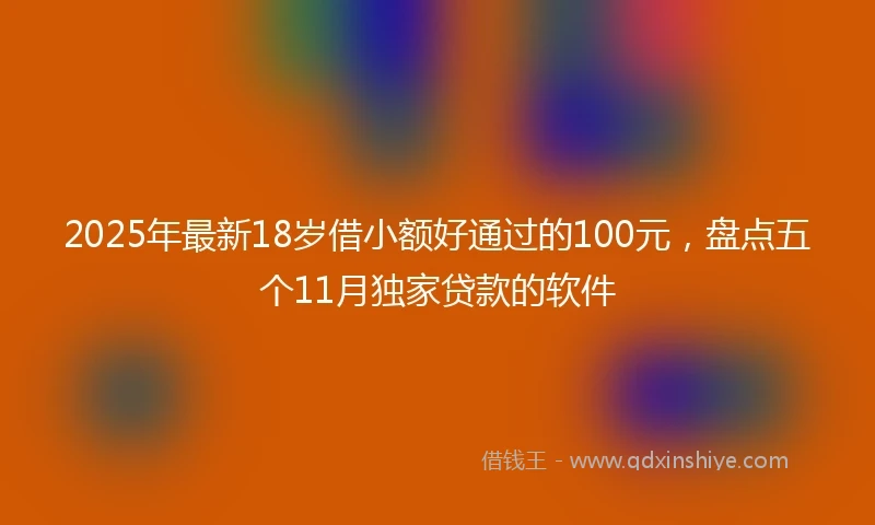 2025年最新18岁借小额好通过的100元，盘点五个11月独家贷款的软件