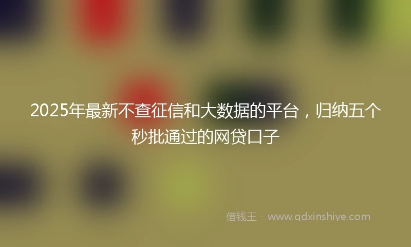 2025年最新不查征信和大数据的平台，归纳五个秒批通过的网贷口子