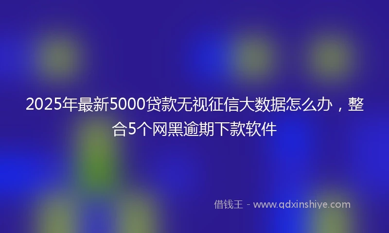 2025年最新5000贷款无视征信大数据怎么办，整合5个网黑逾期下款软件
