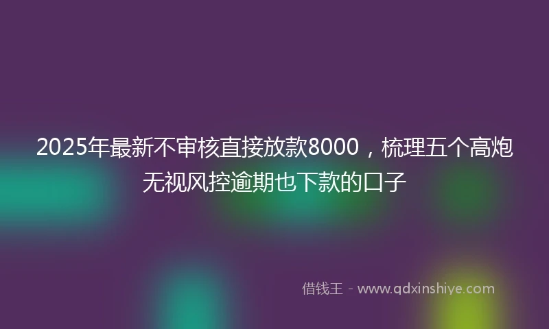 2025年最新不审核直接放款8000，梳理五个高炮无视风控逾期也下款的口子