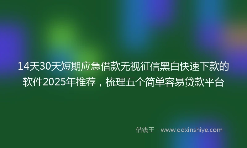 14天30天短期应急借款无视征信黑白快速下款的软件2025年推荐，梳理五个简单容易贷款平台