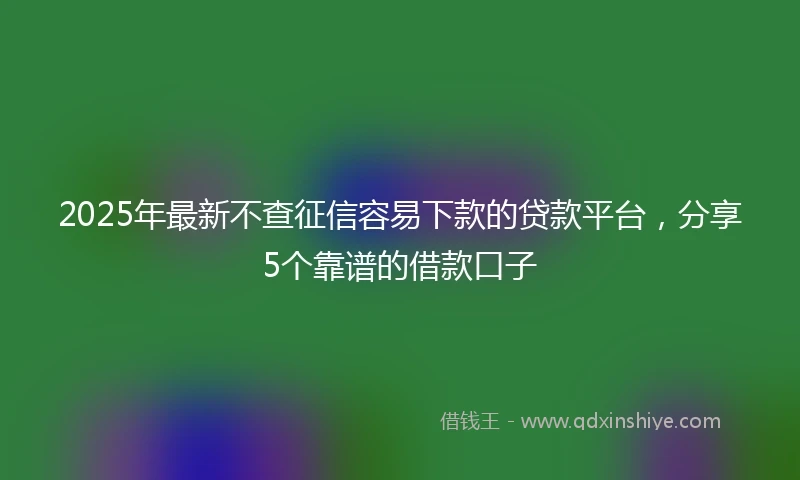 2025年最新不查征信容易下款的贷款平台，分享5个靠谱的借款口子