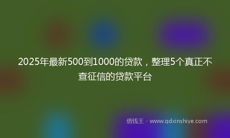 2025年最新500到1000的贷款，整理5个真正不查征信的贷款平台