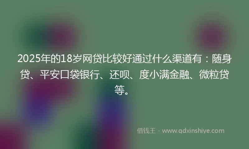 2025年的18岁网贷比较好通过什么渠道有：随身贷、平安口袋银行、还呗、度小满金融、微粒贷等。
