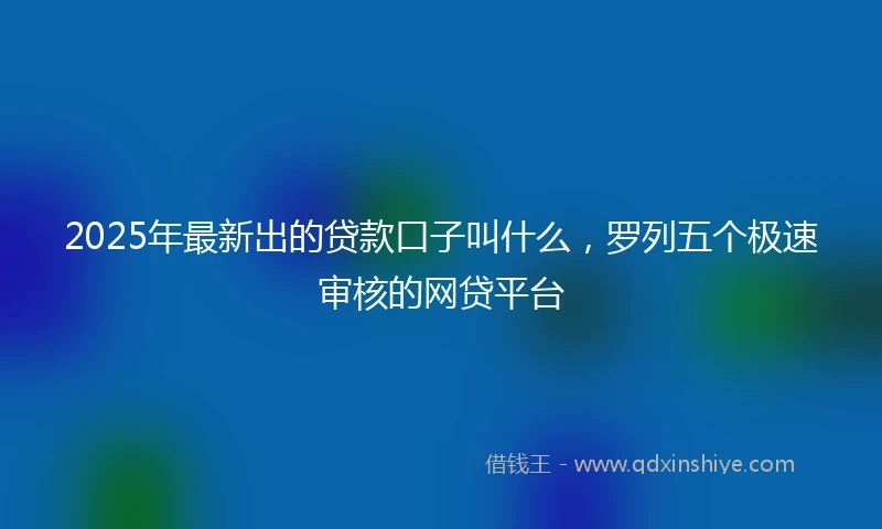 2025年最新出的贷款口子叫什么，罗列五个极速审核的网贷平台