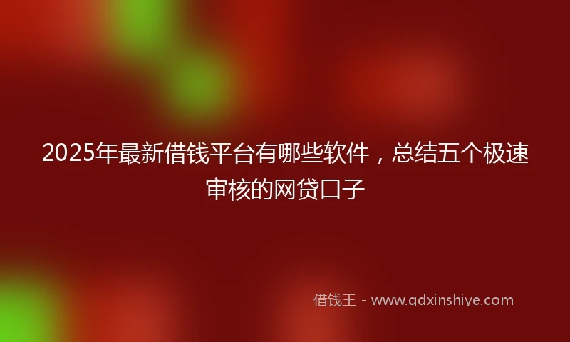 2025年最新借钱平台有哪些软件，总结五个极速审核的网贷口子