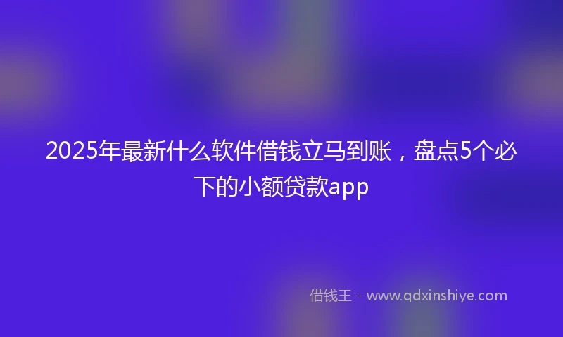 2025年最新什么软件借钱立马到账，盘点5个必下的小额贷款app