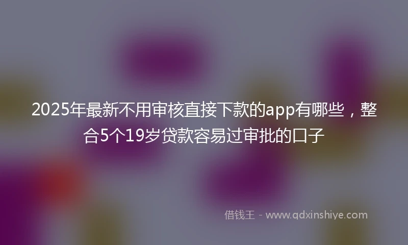 2025年最新不用审核直接下款的app有哪些，整合5个19岁贷款容易过审批的口子
