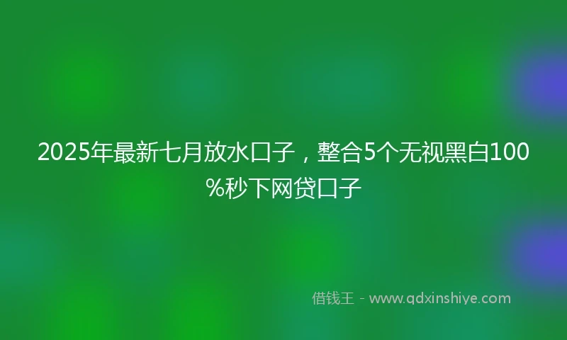 2025年最新七月放水口子，整合5个无视黑白100%秒下网贷口子