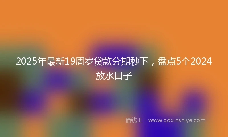 2025年最新19周岁贷款分期秒下，盘点5个2024放水口子