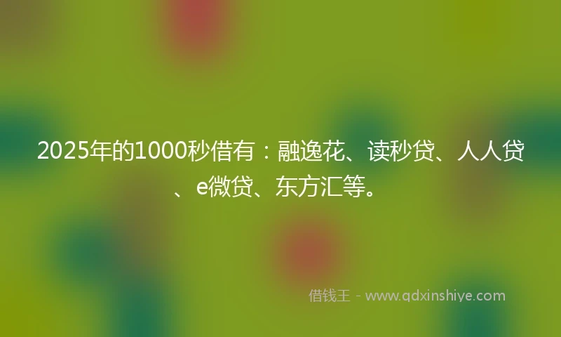 2025年的1000秒借有：融逸花、读秒贷、人人贷、e微贷、东方汇等。