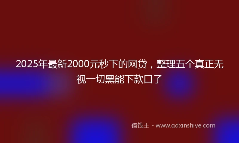 2025年最新2000元秒下的网贷，整理五个真正无视一切黑能下款口子