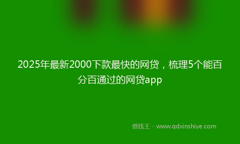 2025年最新2000下款最快的网贷，梳理5个能百分百通过的网贷app