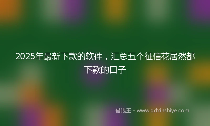 2025年最新下款的软件，汇总五个征信花居然都下款的口子