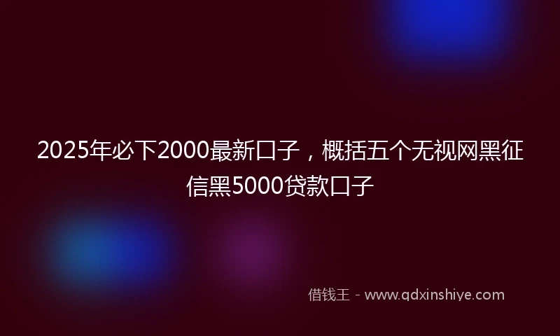 2025年必下2000最新口子，概括五个无视网黑征信黑5000贷款口子