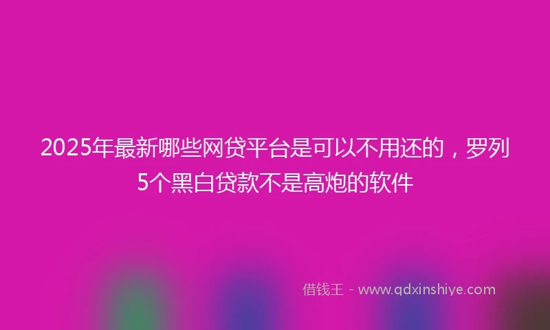 2025年最新哪些网贷平台是可以不用还的，罗列5个黑白贷款不是高炮的软件
