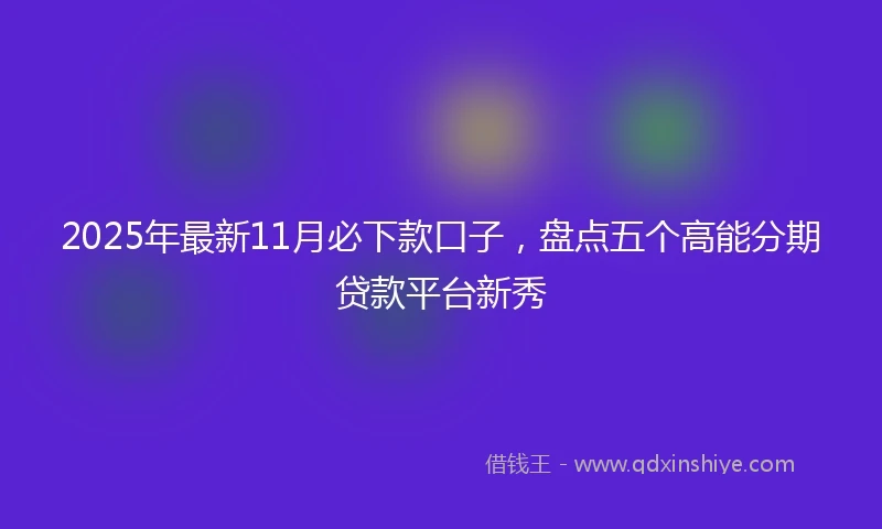 2025年最新11月必下款口子，盘点五个高能分期贷款平台新秀