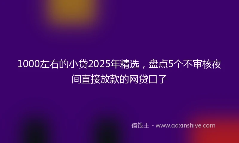 1000左右的小贷2025年精选，盘点5个不审核夜间直接放款的网贷口子