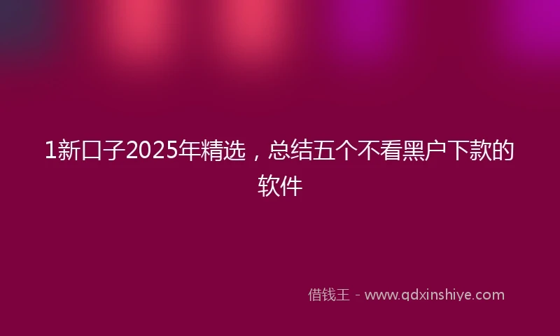 1新口子2025年精选，总结五个不看黑户下款的软件