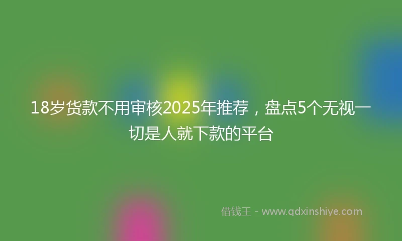 18岁货款不用审核2025年推荐，盘点5个无视一切是人就下款的平台
