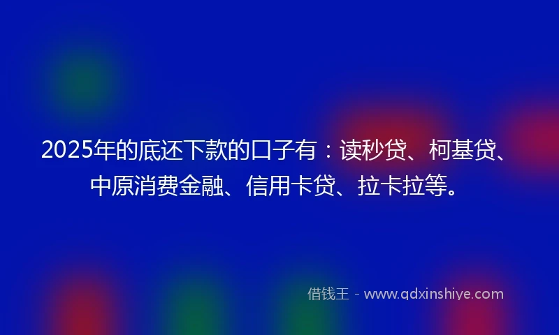 2025年的底还下款的口子有：读秒贷、柯基贷、中原消费金融、信用卡贷、拉卡拉等。
