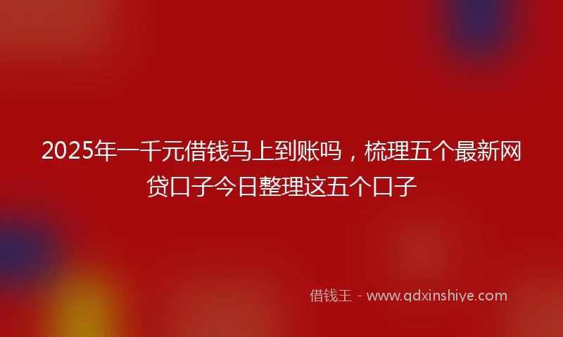 2025年一千元借钱马上到账吗，梳理五个最新网贷口子今日整理这五个口子