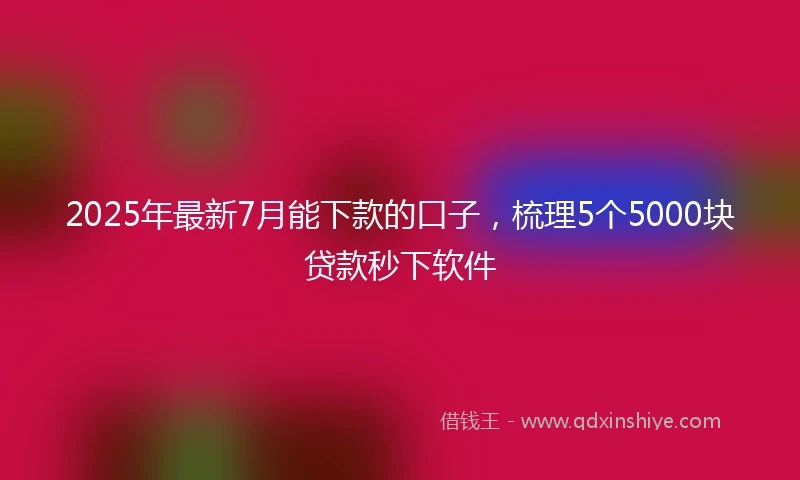 2025年最新7月能下款的口子，梳理5个5000块贷款秒下软件