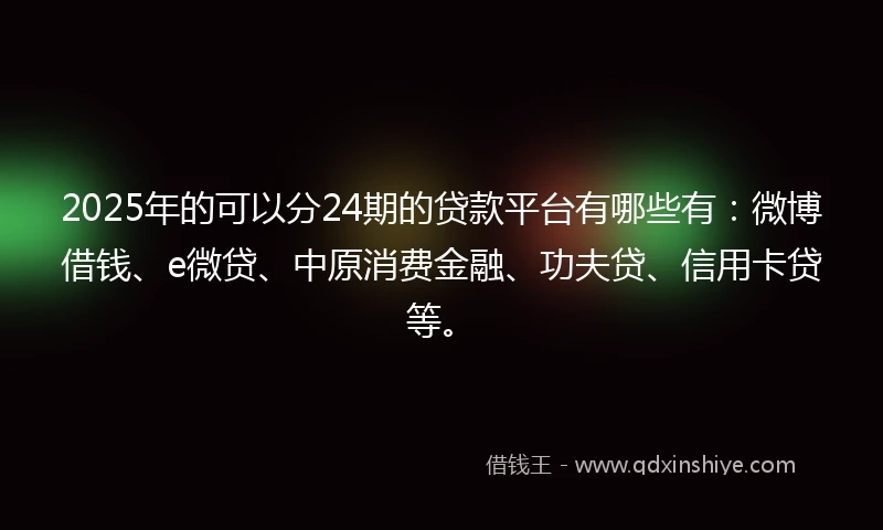 2025年的可以分24期的贷款平台有哪些有：微博借钱、e微贷、中原消费金融、功夫贷、信用卡贷等。