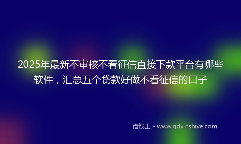 2025年最新不审核不看征信直接下款平台有哪些软件，汇总五个贷款好做不看征信的口子