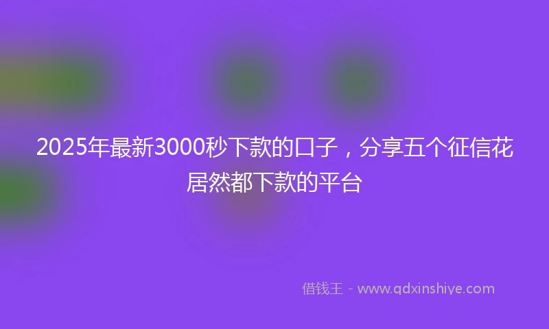 2025年最新3000秒下款的口子，分享五个征信花居然都下款的平台