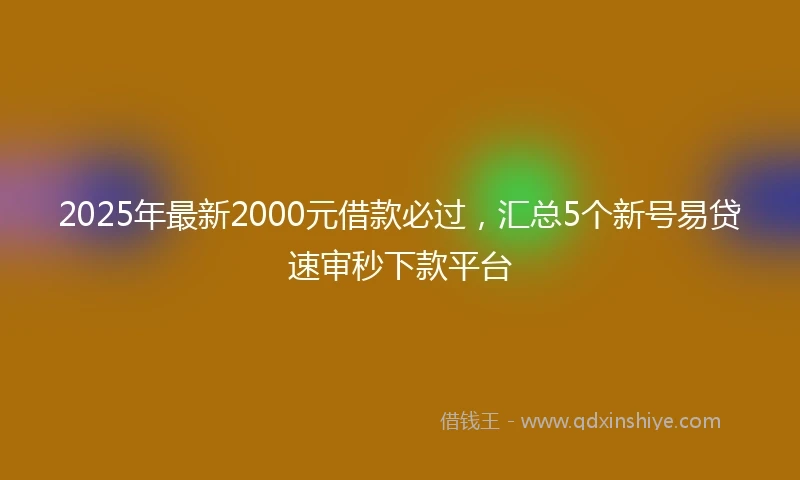 2025年最新2000元借款必过，汇总5个新号易贷速审秒下款平台