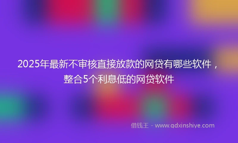 2025年最新不审核直接放款的网贷有哪些软件，整合5个利息低的网贷软件