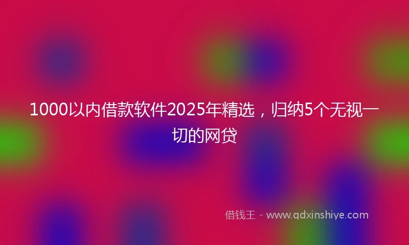 1000以内借款软件2025年精选，归纳5个无视一切的网贷