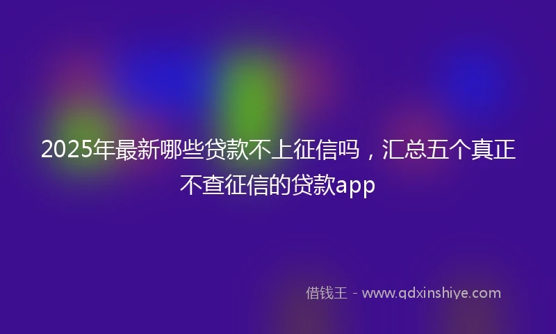 2025年最新哪些贷款不上征信吗，汇总五个真正不查征信的贷款app