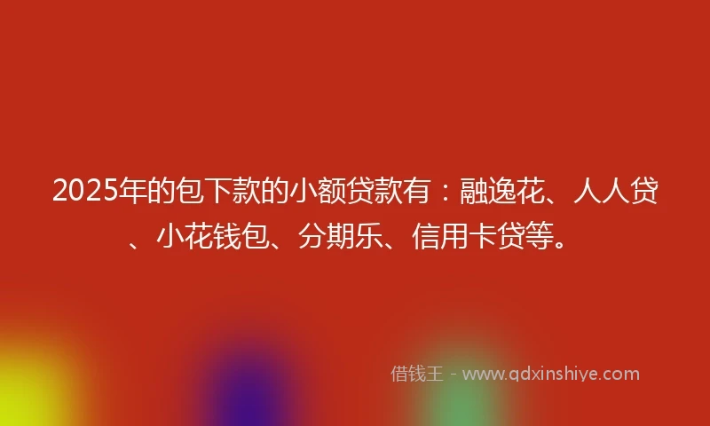 2025年的包下款的小额贷款有：融逸花、人人贷、小花钱包、分期乐、信用卡贷等。