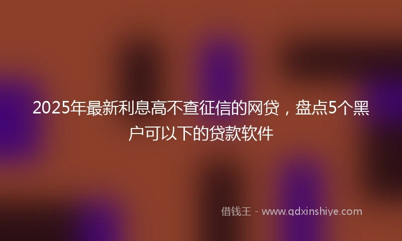 2025年最新利息高不查征信的网贷，盘点5个黑户可以下的贷款软件