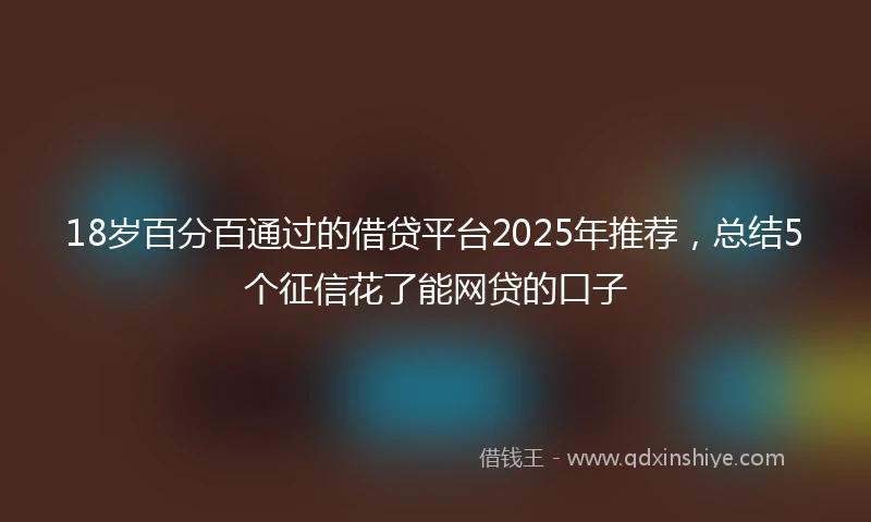 18岁百分百通过的借贷平台2025年推荐，总结5个征信花了能网贷的口子