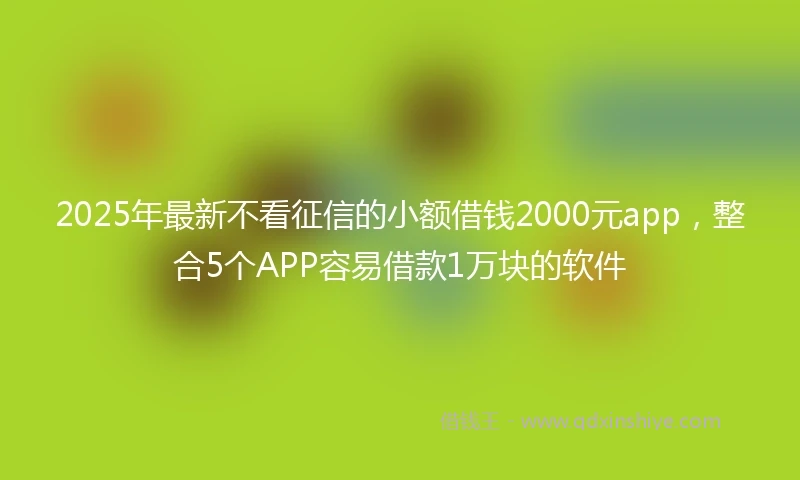 2025年最新不看征信的小额借钱2000元app，整合5个APP容易借款1万块的软件
