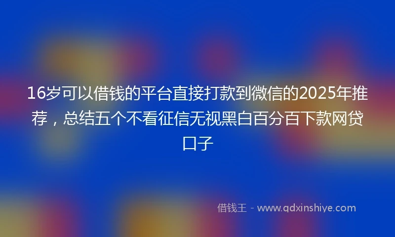 16岁可以借钱的平台直接打款到微信的2025年推荐，总结五个不看征信无视黑白百分百下款网贷口子