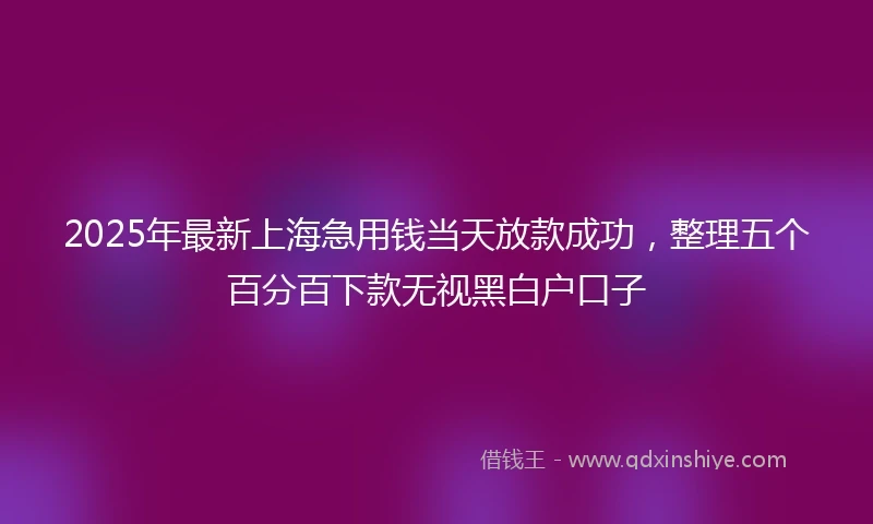 2025年最新上海急用钱当天放款成功，整理五个百分百下款无视黑白户口子