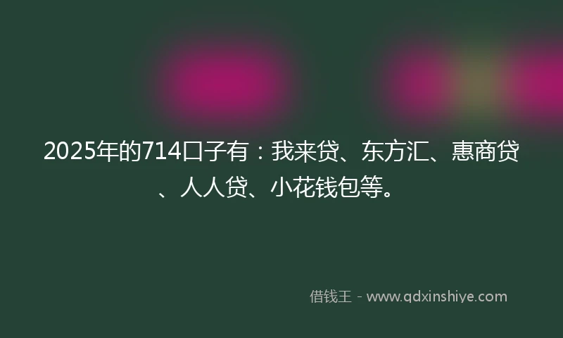 2025年的714口子有：我来贷、东方汇、惠商贷、人人贷、小花钱包等。