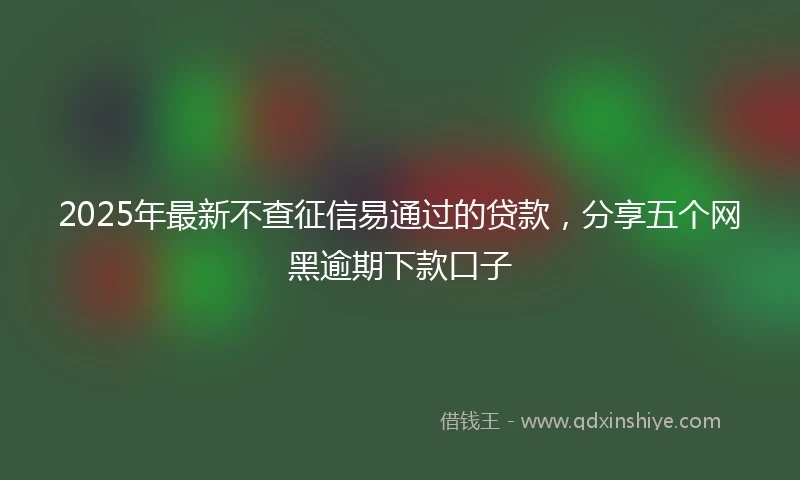 2025年最新不查征信易通过的贷款，分享五个网黑逾期下款口子