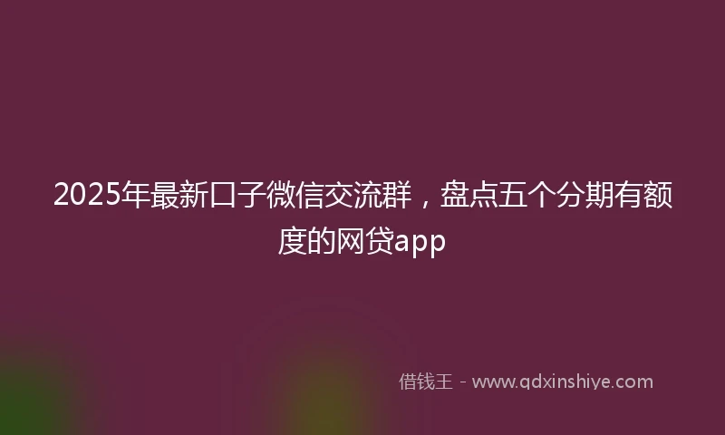 2025年最新口子微信交流群，盘点五个分期有额度的网贷app