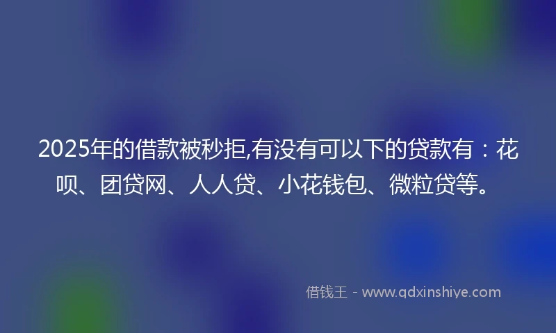 2025年的借款被秒拒,有没有可以下的贷款有：花呗、团贷网、人人贷、小花钱包、微粒贷等。