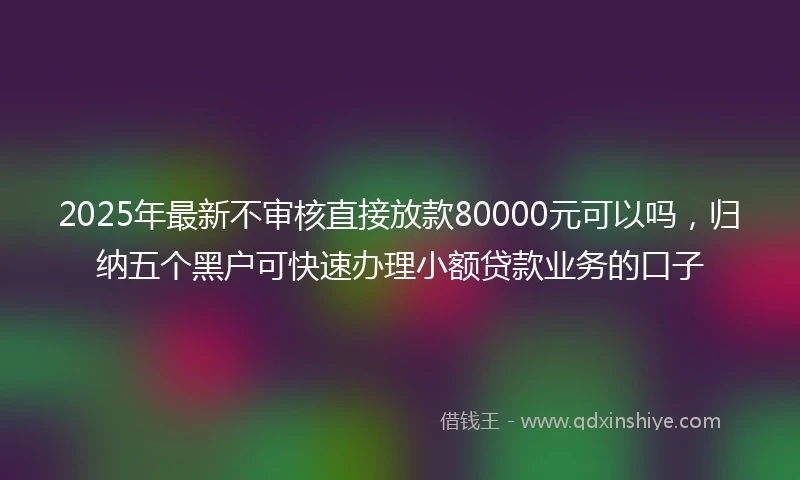 2025年最新不审核直接放款80000元可以吗，归纳五个黑户可快速办理小额贷款业务的口子