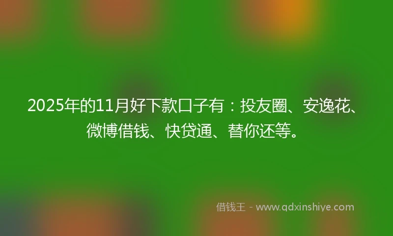 2025年的11月好下款口子有：投友圈、安逸花、微博借钱、快贷通、替你还等。